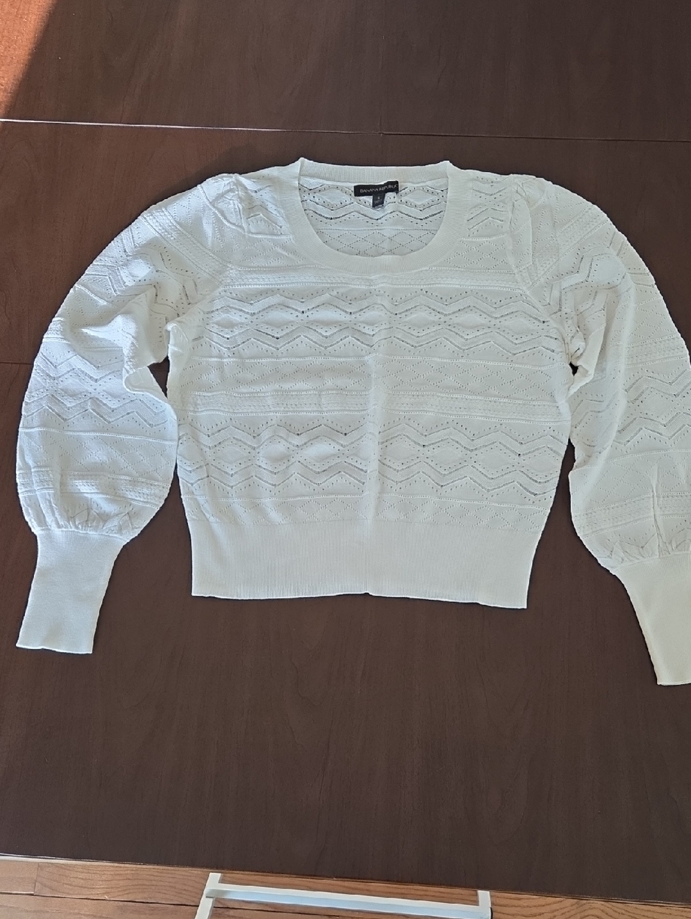 Banana Republic Cream Pointelle Crewneck Sweater